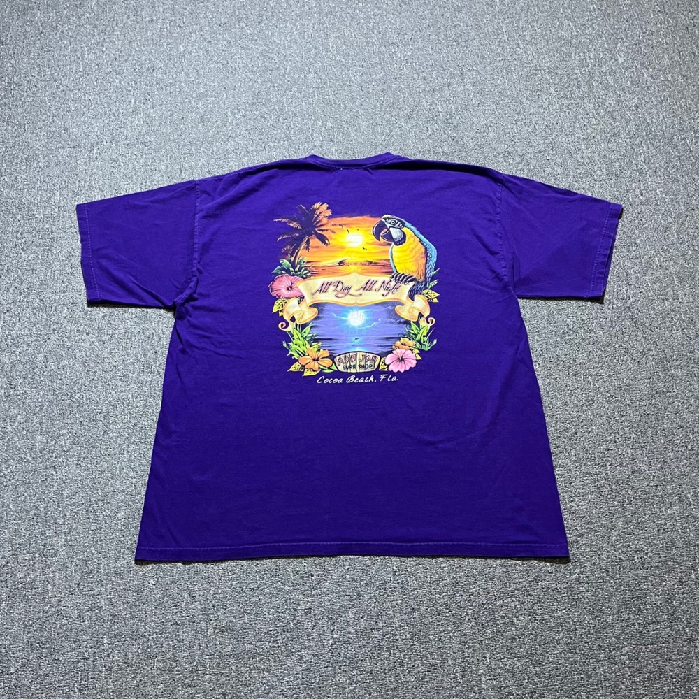 Ron Jon Surf Shop T Shirt 2XL Purple Parrot Tropical Graphic Cocoa Beach Florida